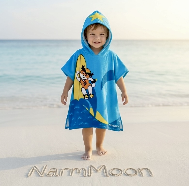 پانچو کودک میکروفایبر قد 60 سانتی‌متر ، حوله پوشیدنی نرم و سبک بچه‌گانه